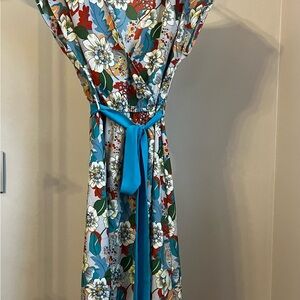 Floral Wrap Dress in Blue and Multicolor
